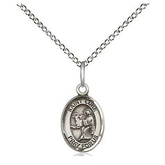 Sterling silver St. Luke the Apostle medal necklace with 18 inch curb chain, handcrafted by Bliss Manufacturing