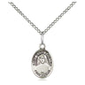 Small sterling silver St. Maria Faustina medal necklace with 18 inch curb chain, 1/2 x 1/4 inch pendant, handcrafted by Bliss Manufacturing USA