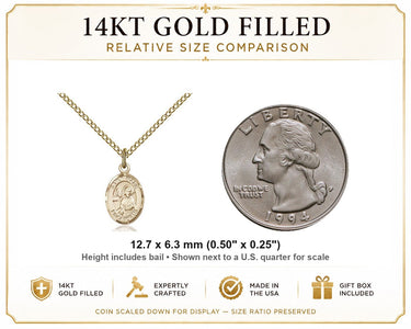 14kt Gold Filled Small St. Mark Evangelist Medal Necklace | 1/2x1/4 | 18" Chain | Bliss
