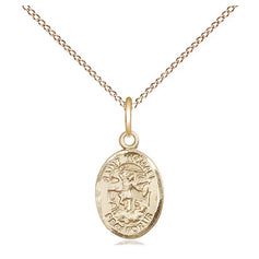 Small Gold Filled St. Michael the Archangel patron saint medal necklace with 18 inch chain by Bliss Manufacturing