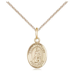 14kt gold filled St. Peregrine Laziosi medal necklace with 18 inch chain, handcrafted by Bliss Manufacturing USA