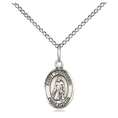 Small Sterling Silver St. Peregrine Laziosi patron saint medal necklace 1/2" x 1/4" with 18" chain by Bliss