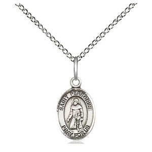 Collar de plata de ley con medalla pequeña de San Peregrino Laziosi, patrón de los enfermos de cáncer | 1/2