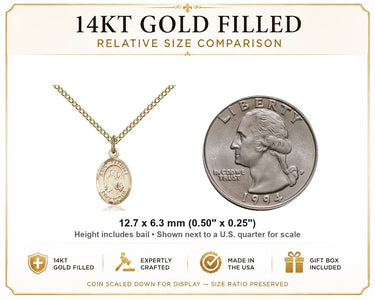 Small 14kt Gold Filled St. Raphael the Archangel Patron Saint Medal Necklace | 1/2 x 1/4 | 18" Chain | Bliss USA