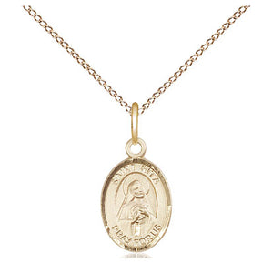 Collar de medalla de Santa Rita de Casia de oro de 14 quilates, tamaño pequeño | 1/2 x 1/4 | Cadena de 18