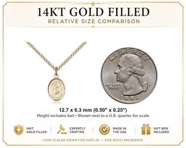 14kt Gold Filled Small St. Rita of Cascia Patron Saint Medal Necklace | 1/2 x 1/4 | 18" Chain | USA Made by Bliss