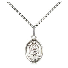 Sterling Silver Small St. Rita of Cascia Patron Saint Medal Necklace 1/2 x 1/4 inch with 18 inch chain by Bliss