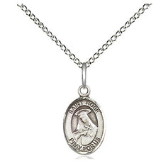 Sterling Silver St. Rose of Lima patron saint medal necklace 1/2 x 1/4 inch pendant 18 inch chain Bliss