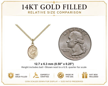 Gold Filled Small St. Thomas Aquinas Patron Saint Medal Necklace | 1/2 x 1/4 | 18" Chain | Bliss
