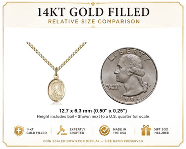 Gold Filled Small St. Brigid of Ireland Patron Saint Medal Necklace | 1/2 x 1/4 | 18" Chain | USA Made by Bliss