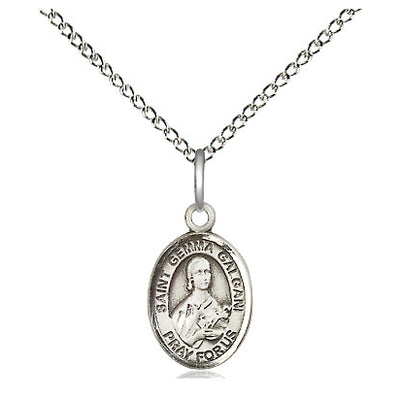 Sterling Silver Small St. Gemma Galgani Patron Saint Medal Necklace | 1/2" x 1/4" | 18" Chain | USA Made by Bliss