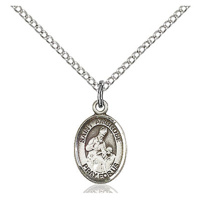Sterling Silver Small St. Ambrose Patron Saint Medal Necklace | 1/2" x 1/4" | 18" Chain | USA Made by Bliss