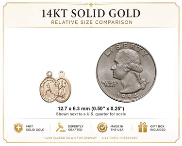 Colgante Medalla Pequeña de Béisbol de San Cristóbal de Oro Sólido de 14kt | 1/2" x 1/4" | Hecho a mano en EE. UU. por Bliss