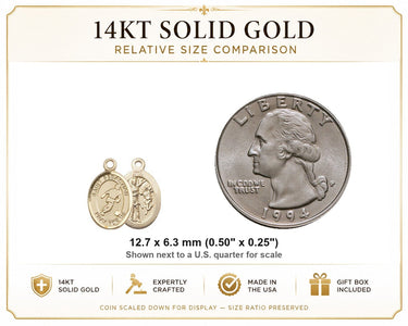 14kt Solid Gold Small St. Sebastian Soccer Medal Pendant | 1/2" x 1/4" | USA Made by Bliss