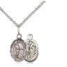 Small Sterling Silver St. Sebastian Tennis Medal Necklace 1/2 x 1/4 inch on 18 inch chain by Bliss Manufacturing