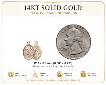 14kt Solid Gold Small St. Sebastian Cheerleading Medal Pendant | 1/2 x 1/4 | USA Made by Bliss