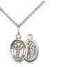 Small sterling silver St. Sebastian medal necklace, 1/2 x 1/4 inch with 18 inch chain, handcrafted by Bliss