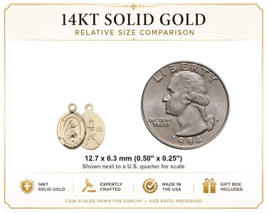14kt Solid Gold Small St. Rita of Cascia Medal Pendant | 1/2" x 1/4" | Handcrafted in USA by Bliss