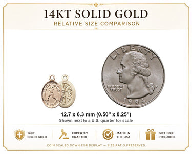 Colgante Medalla Pequeña de Sóftbol de San Sebastián de Oro Macizo de 14kt | 1/2" x 1/4" | Hecho a mano en EE. UU. por Bliss