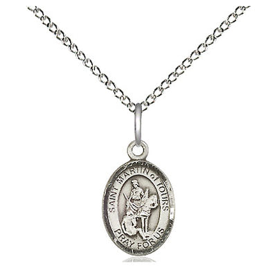 Sterling Silver Small St. Martin of Tours Medal Necklace | 1/2" x 1/4" | 18" Chain | USA Made by Bliss