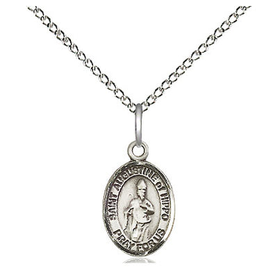 Sterling Silver Small St. Augustine of Hippo Patron Saint Medal Necklace | 1/2" x 1/4" | 18" Chain | USA Made by Bliss