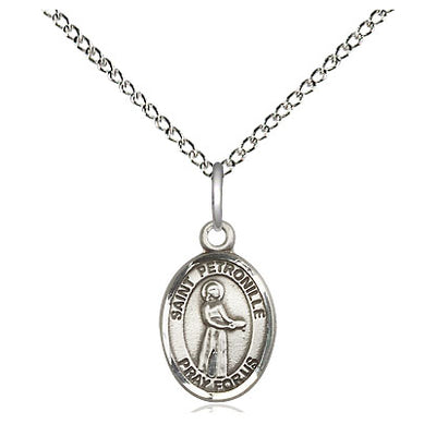 Sterling Silver Small St. Petronille Patron Saint Medal Necklace | 1/2" x 1/4" | 18" Chain | USA Made by Bliss