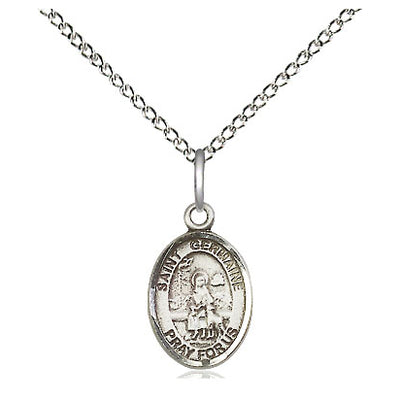 Sterling Silver Small St. Germaine Cousin Medal Necklace | 1/2 x 1/4 Pendant | 18" Chain | USA Made by Bliss