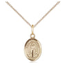 14kt gold filled St. Barnabas small patron saint medal necklace, 1/2 x 1/4 inches on 18 inch curb chain, handcrafted by Bliss USA