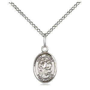 Collar con colgante de la Sagrada Familia pequeño de plata de ley | 1,27 cm x 0,63 cm | Cadena de 45,72 cm | Hecho en EE. UU. por Bliss