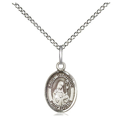 Sterling Silver Small St. Gertrude of Nivelles Medal Necklace | 1/2" x 1/4" Pendant | 18" Chain | USA Made by Bliss