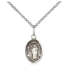 Sterling Silver St. Joseph The Worker small patron saint medal necklace with 18 inch chain by Bliss