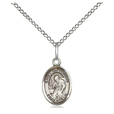 Sterling Silver Small St. Alphonsus Patron Saint Medal Necklace | 1/2x1/4" | 18" Chain | USA Made by Bliss