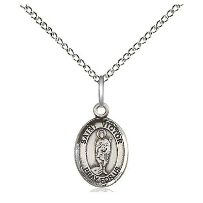 Sterling Silver Small St. Victor of Marseilles Patron Saint Medal Necklace | 1/2" x 1/4" | 18" Chain | USA Made by Bliss