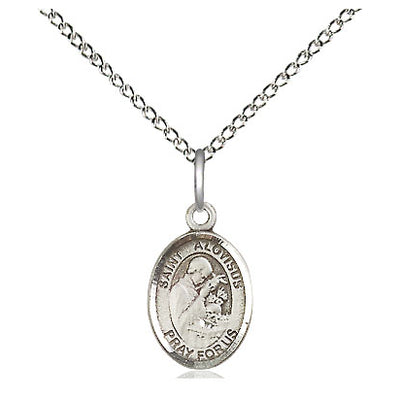 Sterling Silver Small St. Aloysius Gonzaga Patron Saint Medal Necklace | 1/2" x 1/4" | 18" Chain | USA Made by Bliss