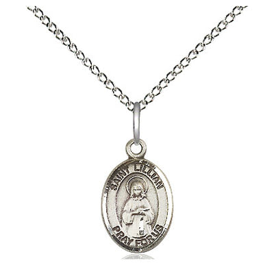 Sterling Silver Small St. Lillian Patron Saint Medal Necklace | 1/2" x 1/4" | 18" Chain | USA Made by Bliss