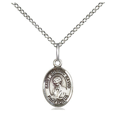 Small Sterling Silver St. Dominic Savio Necklace | 1/2 x 1/4 | 18" Chain | USA Made by Bliss