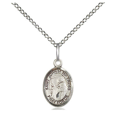 Sterling Silver Small St. John of the Cross Patron Saint Medal Necklace | 1/2" x 1/4" | 18" Chain | USA Made by Bliss