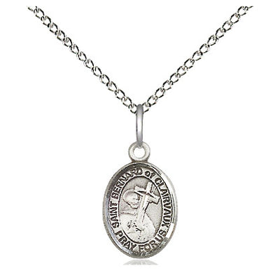 Sterling Silver Small St. Bernard of Clairvaux Patron Saint Medal Necklace | 1/2" x 1/4" | 18" Chain | USA Made by Bliss