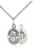 Small Sterling Silver St. John Paul II Patron Saint Medal Necklace with 18 Inch Curb Chain by Bliss Manufacturing