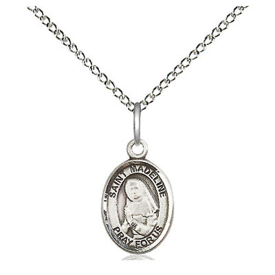 Sterling Silver Small St. Madeline Sophie Barat Patron Saint Medal Necklace | 1/2" x 1/4" | 18" Chain | USA Made by Bliss
