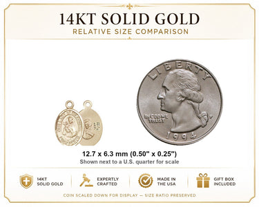 14kt Solid Gold Small Our Lady of Mount Carmel Medal Pendant | 1/2 x 1/4 | Handcrafted in USA by Bliss