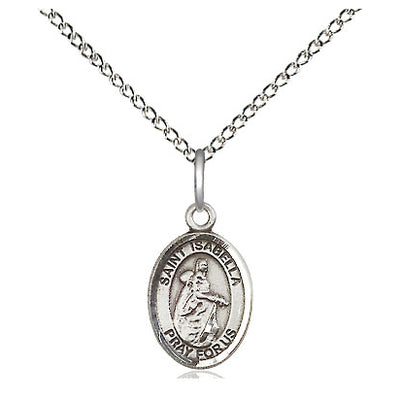 Sterling Silver Small St. Isabella of Portugal Medal Necklace | 1/2" x 1/4" Pendant | 18" Chain | USA Made by Bliss
