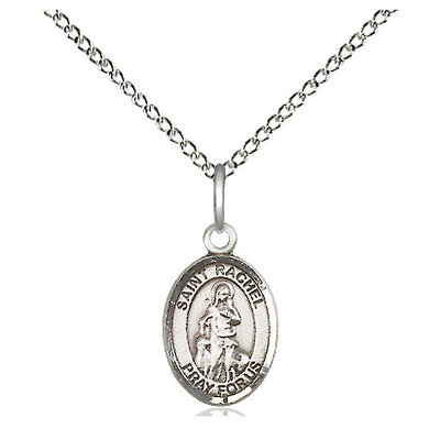 Sterling Silver Small St. Rachel Patron Saint Medal Necklace | 1/2" x 1/4" | 18" Chain | USA Made by Bliss