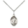 Small Sterling Silver St. Victoria Catholic patron saint medal necklace with 18 inch curb chain, handmade in USA by Bliss Manufacturing