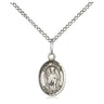 Sterling silver St. Austin Augustine patron saint medal necklace, small 1/2 x 1/4 inch pendant on 18 inch chain, handcrafted by Bliss Manufacturing USA