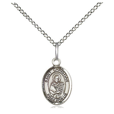Sterling Silver Small St. Christian Demosthenes Medal Necklace | 1/2" x 1/4" Pendant | 18" Chain | USA Made by Bliss