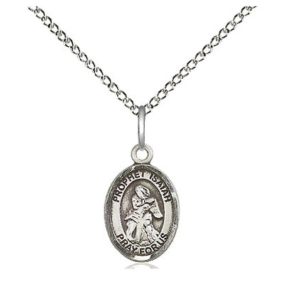 Sterling Silver Small St. Isaiah Medal Necklace | 1/2" x 1/4" Pendant | 18" Chain | USA Made by Bliss