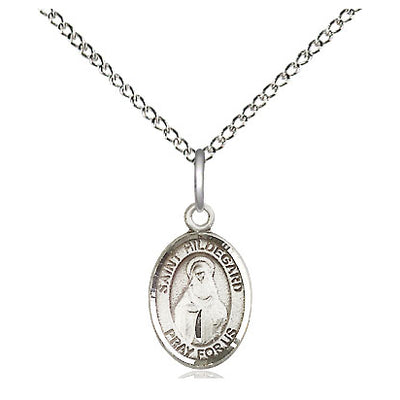 Sterling Silver Small St. Hildegard Von Bingen Patron Saint Medal Necklace | 1/2 x 1/4 | 18" Chain | USA Made by Bliss