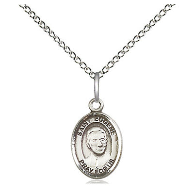 Small Sterling Silver St. Eugene de Mazenod Medal Necklace | 1/2" x 1/4" | 18" Chain | Bliss USA