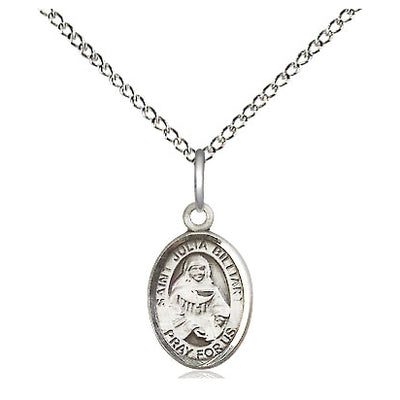 Small Sterling Silver St. Julia Billiart Medal Necklace | 1/2" x 1/4" | 18" Chain | Bliss